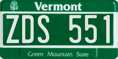 VT license plate ZDS551
