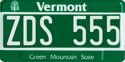 VT license plate ZDS555