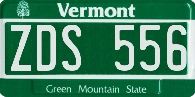 VT license plate ZDS556
