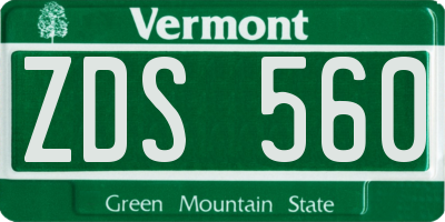 VT license plate ZDS560