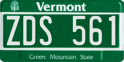 VT license plate ZDS561