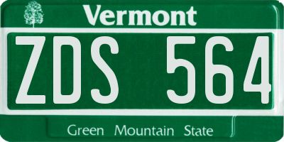 VT license plate ZDS564