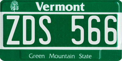 VT license plate ZDS566