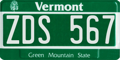 VT license plate ZDS567