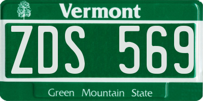 VT license plate ZDS569