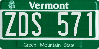 VT license plate ZDS571