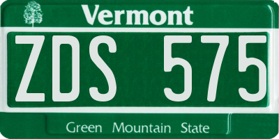 VT license plate ZDS575