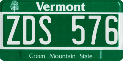 VT license plate ZDS576