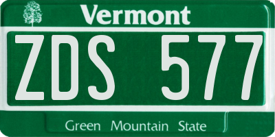 VT license plate ZDS577