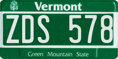 VT license plate ZDS578