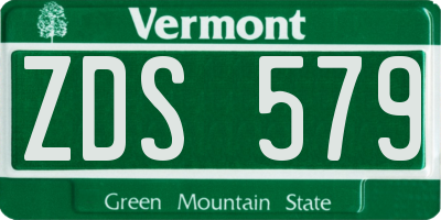 VT license plate ZDS579