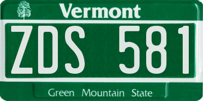 VT license plate ZDS581