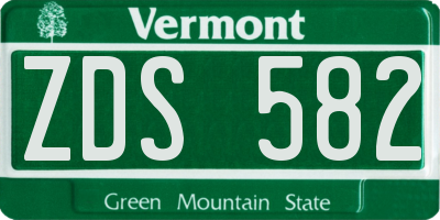 VT license plate ZDS582