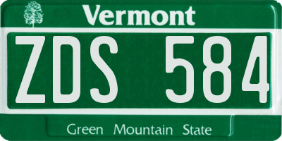 VT license plate ZDS584