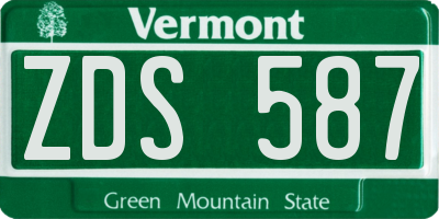 VT license plate ZDS587