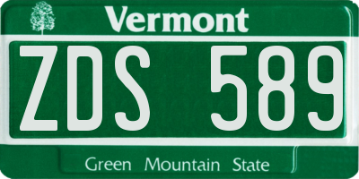 VT license plate ZDS589