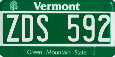 VT license plate ZDS592