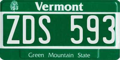 VT license plate ZDS593