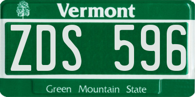 VT license plate ZDS596