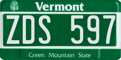 VT license plate ZDS597