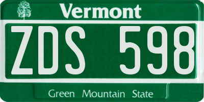 VT license plate ZDS598