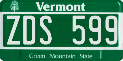 VT license plate ZDS599