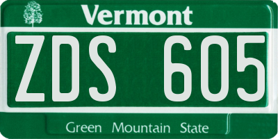 VT license plate ZDS605