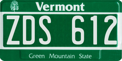 VT license plate ZDS612