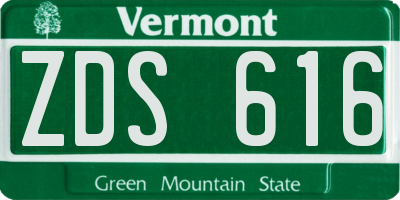 VT license plate ZDS616
