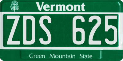 VT license plate ZDS625