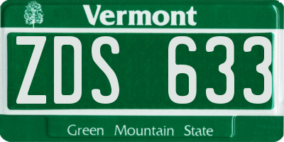 VT license plate ZDS633