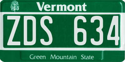 VT license plate ZDS634