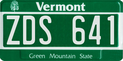 VT license plate ZDS641