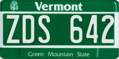 VT license plate ZDS642