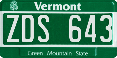 VT license plate ZDS643