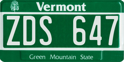 VT license plate ZDS647