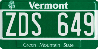 VT license plate ZDS649