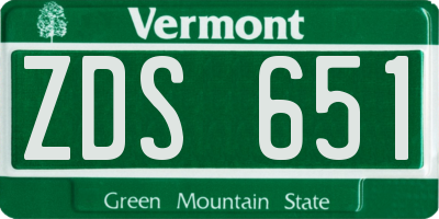 VT license plate ZDS651
