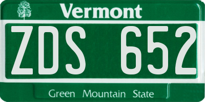VT license plate ZDS652