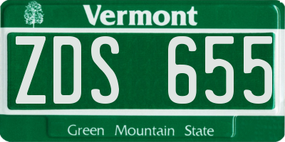 VT license plate ZDS655