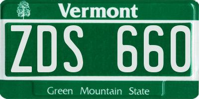 VT license plate ZDS660