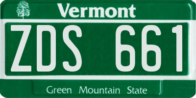 VT license plate ZDS661