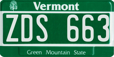 VT license plate ZDS663