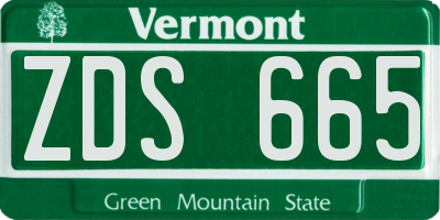 VT license plate ZDS665