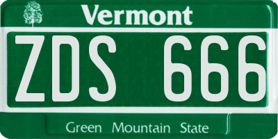 VT license plate ZDS666