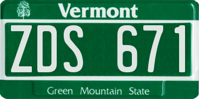 VT license plate ZDS671