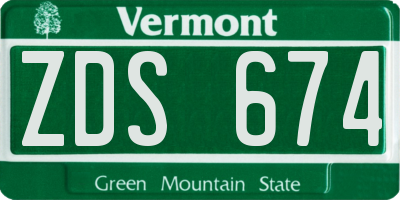 VT license plate ZDS674