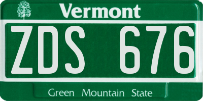 VT license plate ZDS676