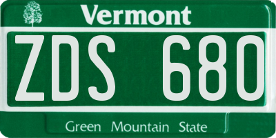 VT license plate ZDS680