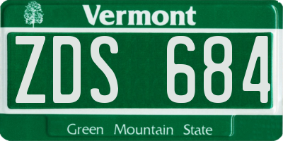 VT license plate ZDS684